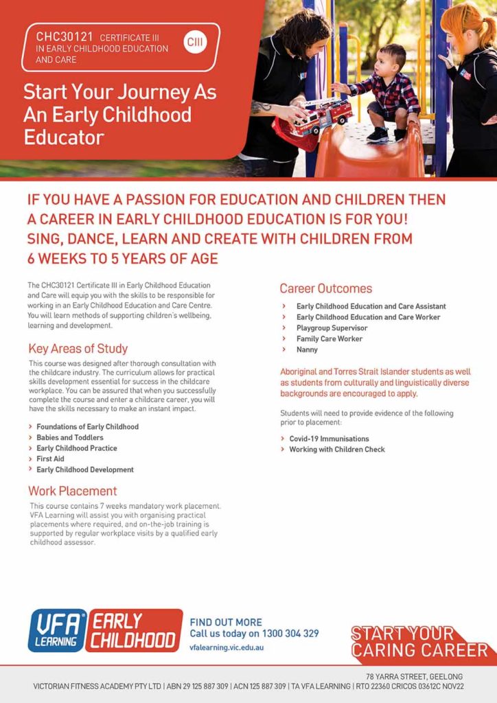 Certificate III in Early Childhood Education and Care VFA Learning
