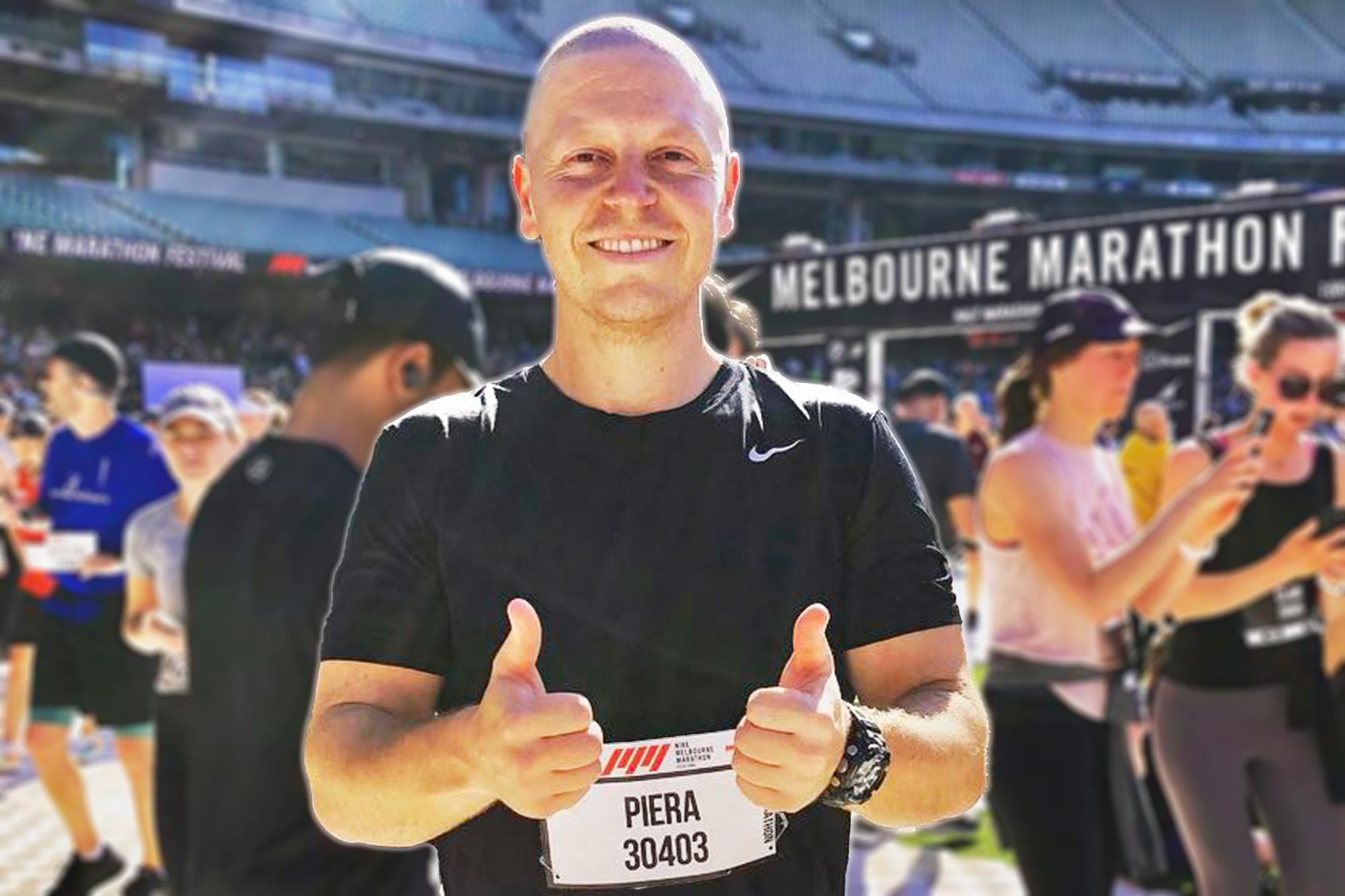 Fitness Trainer Trent Piera at the Melbourne Marathon